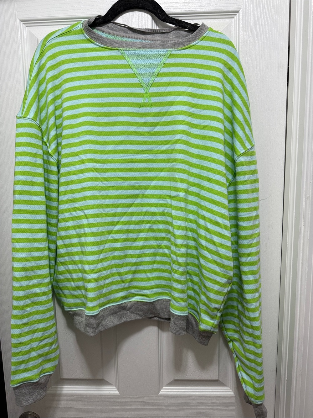 Free People Striped Oversized Crewneck, Small